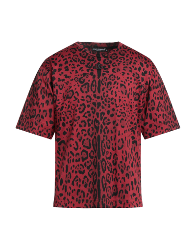 Shop Dolce & Gabbana Man T-shirt Red Size 46 Cotton, Polyester