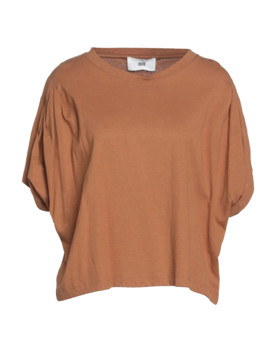 Shop Solotre Woman T-shirt Tan Size 3 Cotton In Brown