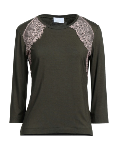 Shop Clips More Woman T-shirt Military Green Size 8 Viscose, Elastane, Polyamide