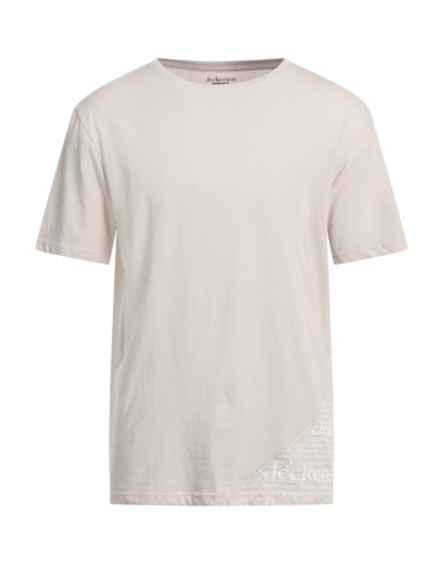 Shop Jeckerson Man T-shirt Beige Size Xxl Cotton, Elastane