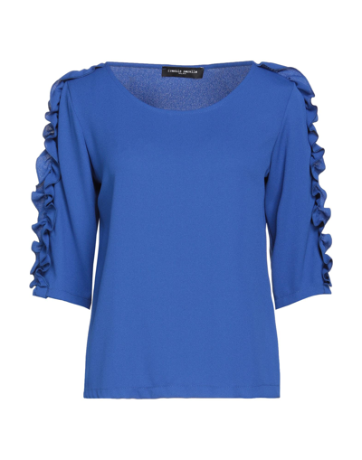 Shop Frankie Morello Woman Top Bright Blue Size M Polyester