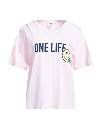 Shop Dsquared2 Woman T-shirt Pink Size L Cotton