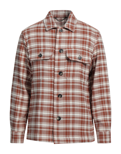 Shop Doppiaa Man Shirt Rust Size 40 Cotton In Red