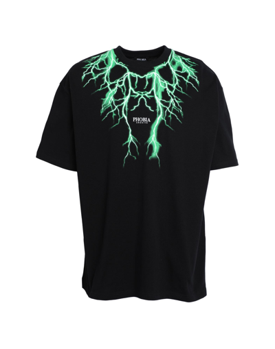 Shop Phobia Archive T-shirt With Green Lightning On Front Man T-shirt Black Size L Cotton