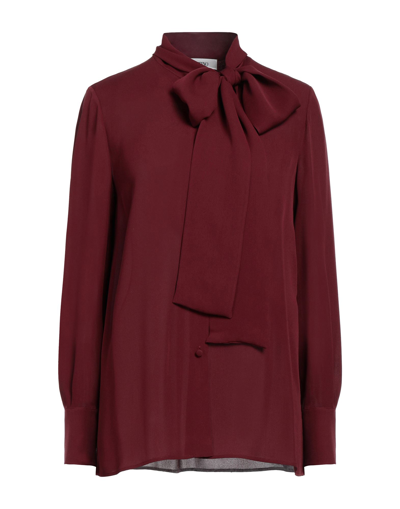 Shop Valentino Garavani Woman Shirt Burgundy Size 6 Silk In Red