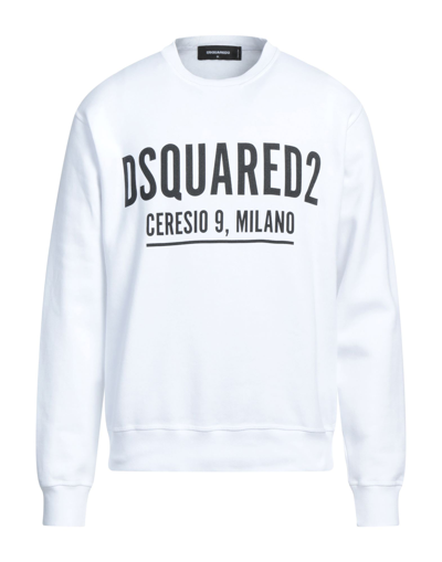 Dsquared2 Ribbed Crew-neck Cotton Sweatshirt With Long Sleeves In White