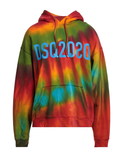 Dsquared2 Reverse Logo Tie Dye Cotton Hoodie In Green