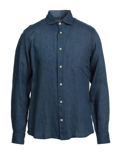 Shop Drumohr Man Shirt Blue Size S Linen