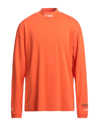 Shop Heron Preston Man T-shirt Orange Size Xxs Cotton, Polyester
