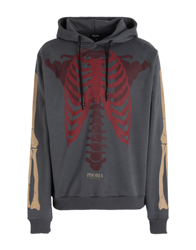Shop Phobia Archive Hoodie With Bones Man Sweatshirt Lead Size Xl Cotton In Grey