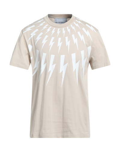 Shop Neil Barrett Man T-shirt Beige Size Xs Cotton