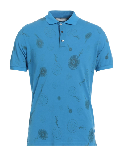 Shop Alpha Studio Man Polo Shirt Azure Size 40 Cotton In Blue