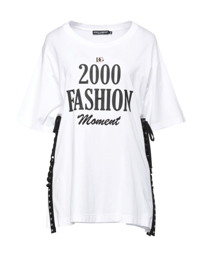 Shop Dolce & Gabbana Woman T-shirt White Size 10 Cotton, Bronze, Viscose, Polyester, Brass
