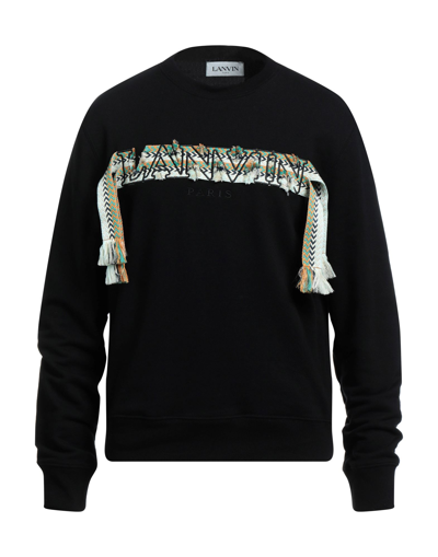 Shop Lanvin Man Sweatshirt Black Size L Cotton, Polyester
