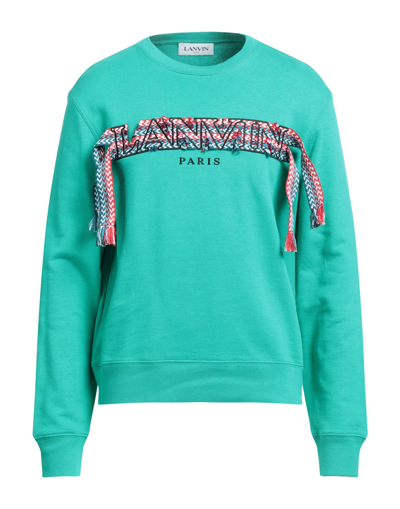 Shop Lanvin Man Sweatshirt Green Size M Cotton, Polyester