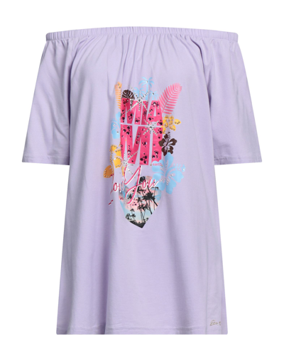 Shop Ean 13 Woman T-shirt Lilac Size 12 Cotton, Elastane In Purple