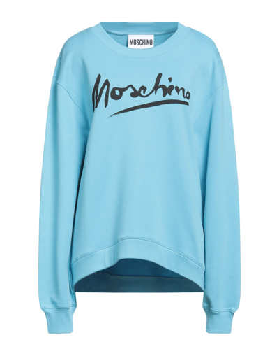 Shop Moschino Woman Sweatshirt Azure Size 10 Cotton