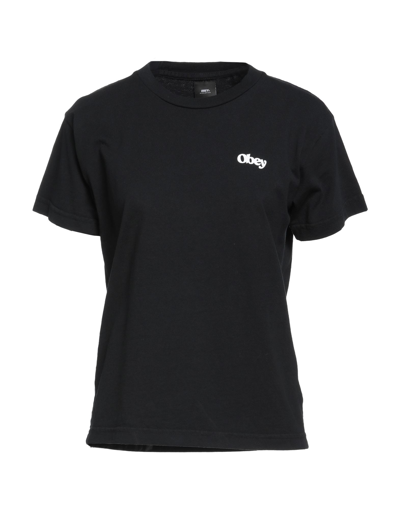 Obey Woman T-shirt Black Size L Cotton In Black