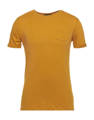 Shop Adriano Langella Man T-shirt Ocher Size Xl Cotton In Yellow
