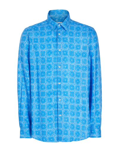 Shop 8 By Yoox Regular Fit Shirt Man Shirt Azure Size L Viscose In Blue