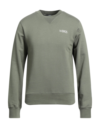 Shop 14bros Man Sweatshirt Military Green Size Xl Cotton