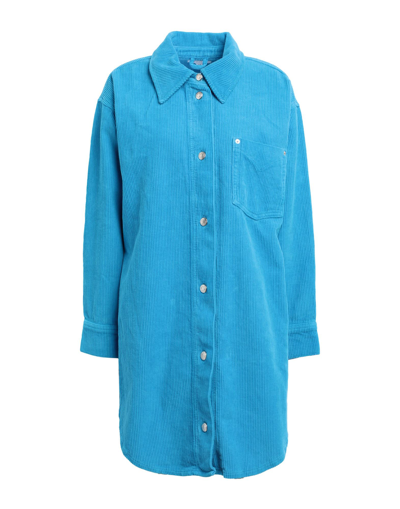 Shop Topshop Woman Shirt Azure Size 6 Cotton In Blue