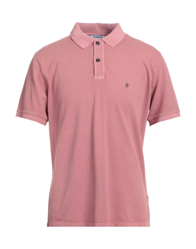 Shop Dondup Man Polo Shirt Pastel Pink Size M Cotton, Elastane