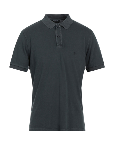 Shop Dondup Man Polo Shirt Steel Grey Size L Cotton, Elastane