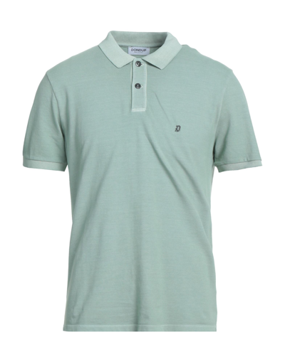 Shop Dondup Man Polo Shirt Sage Green Size M Cotton, Elastane