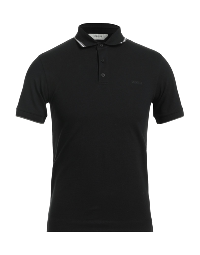 Shop Z Zegna Polo Shirts In Black