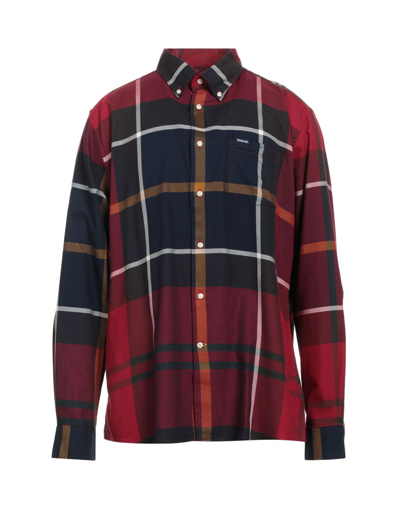 Shop Barbour Dunoon Taill Man Shirt Burgundy Size M Cotton In Red