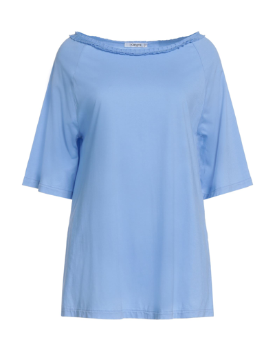 Shop Kangra Cashmere Kangra Woman T-shirt Sky Blue Size 12 Cotton, Elastane