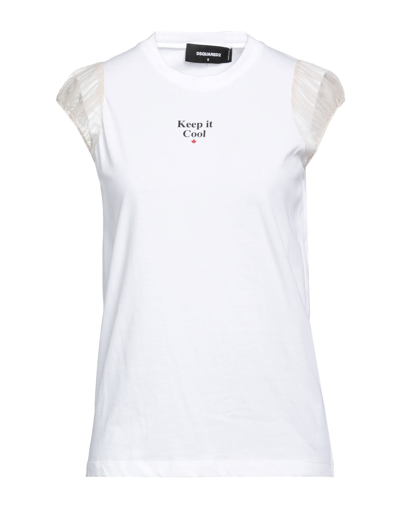 Shop Dsquared2 Woman T-shirt White Size M Cotton, Silk, Polyamide