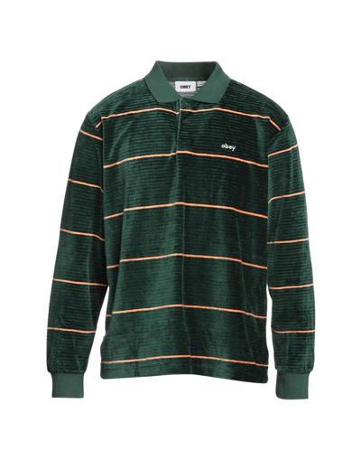 Shop Obey Man Polo Shirt Emerald Green Size Xl Cotton, Polyester