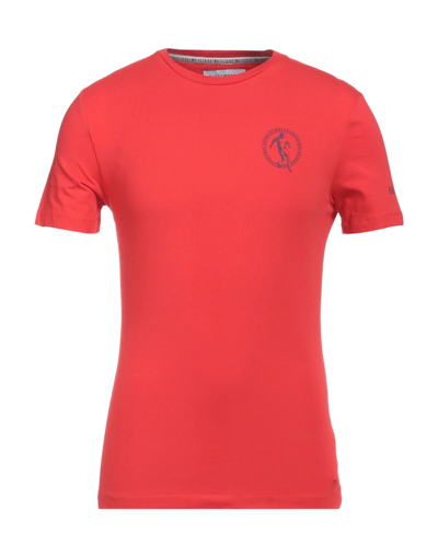 Shop Bikkembergs Man T-shirt Coral Size L Cotton, Elastane In Red