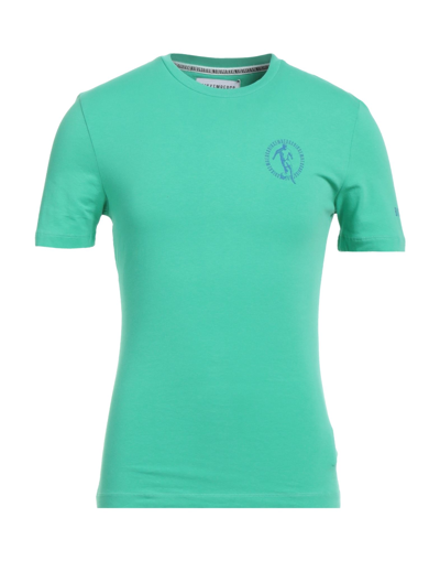 Shop Bikkembergs Man T-shirt Light Green Size L Cotton, Elastane