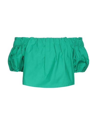 Shop Jacqueline De Yong Woman Top Emerald Green Size Xs Cotton