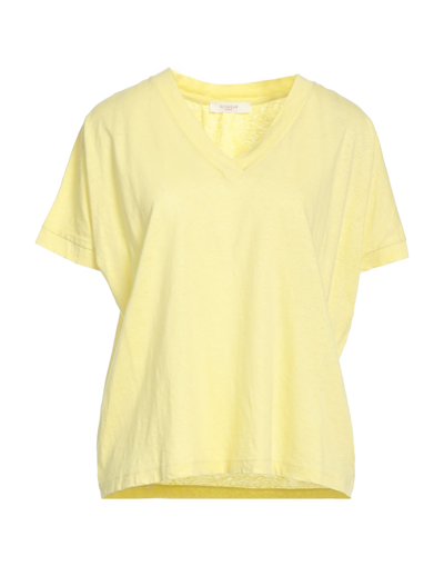 Shop Slowear Zanone Woman T-shirt Yellow Size M Cotton, Linen