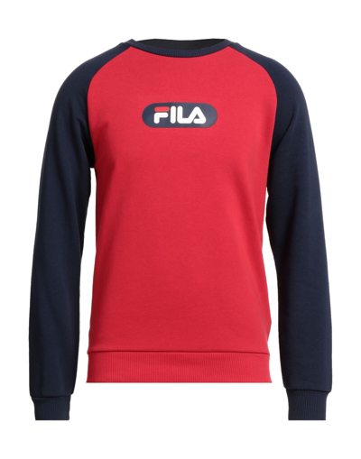 Shop Fila Man Sweatshirt Red Size Xs Cotton, Polyester