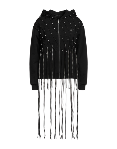Shop Philipp Plein Woman Sweatshirt Black Size S Cotton, Elastane, Glass, Brass