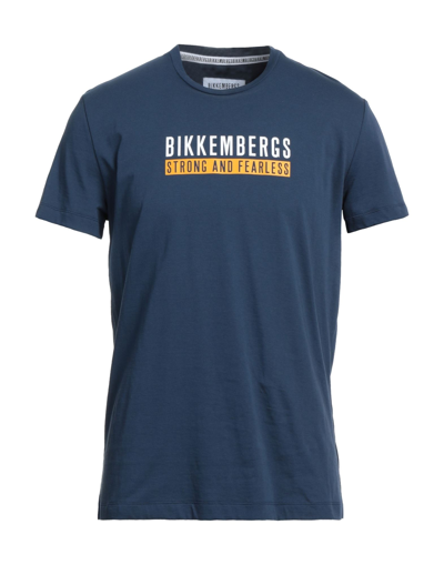 Shop Bikkembergs Man T-shirt Midnight Blue Size M Cotton