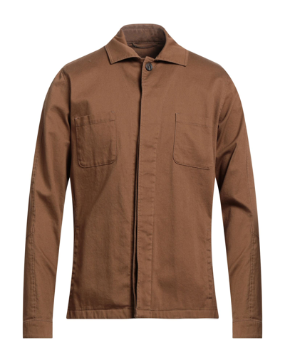 Shop Abseits Man Shirt Brown Size 38 Cotton, Elastane