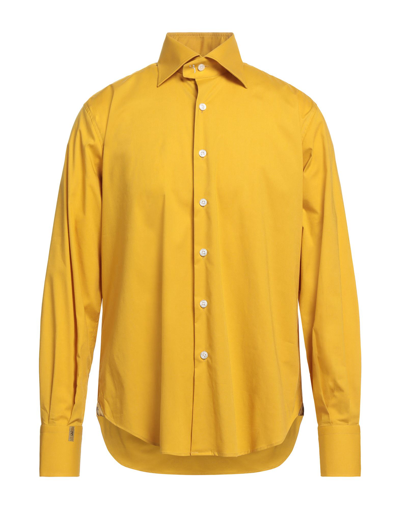 Shop Billionaire Man Shirt Ocher Size 17 Cotton In Yellow