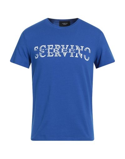 Shop Ermanno Scervino Man T-shirt Bright Blue Size M Cotton, Elastane