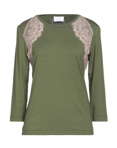 Shop Clips More Woman T-shirt Military Green Size 10 Viscose, Elastane, Polyamide