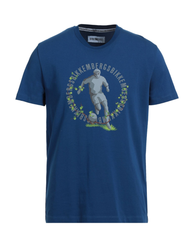 Shop Bikkembergs Man T-shirt Midnight Blue Size M Cotton, Elastane