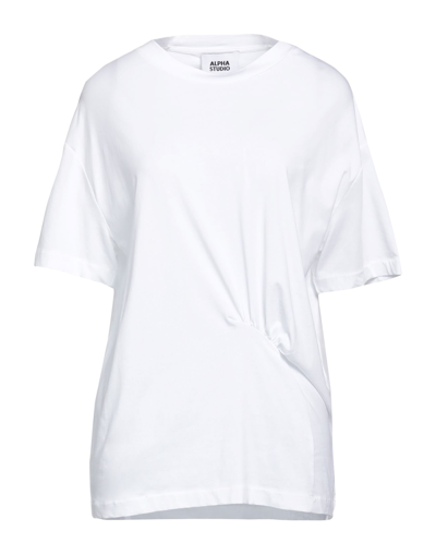 Shop Alpha Studio Woman T-shirt White Size 8 Cotton, Elastane
