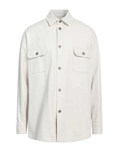 Shop 424 Fourtwofour Man Denim Shirt Ivory Size M Cotton In White
