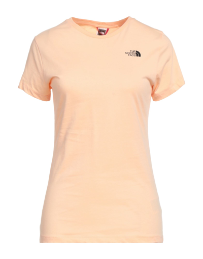 Shop The North Face Woman T-shirt Salmon Pink Size S Cotton