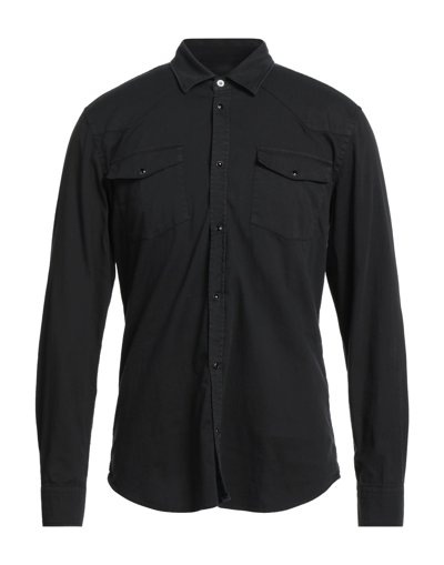 Shop Dondup Man Denim Shirt Black Size S Cotton, Elastane